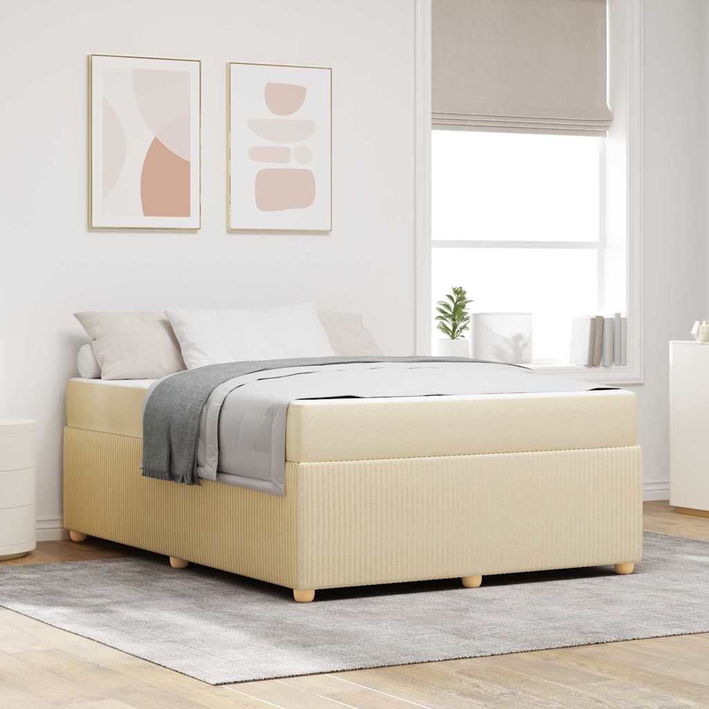 Struttura del letto con materasso Crema 140 x 200 cm Tessuto