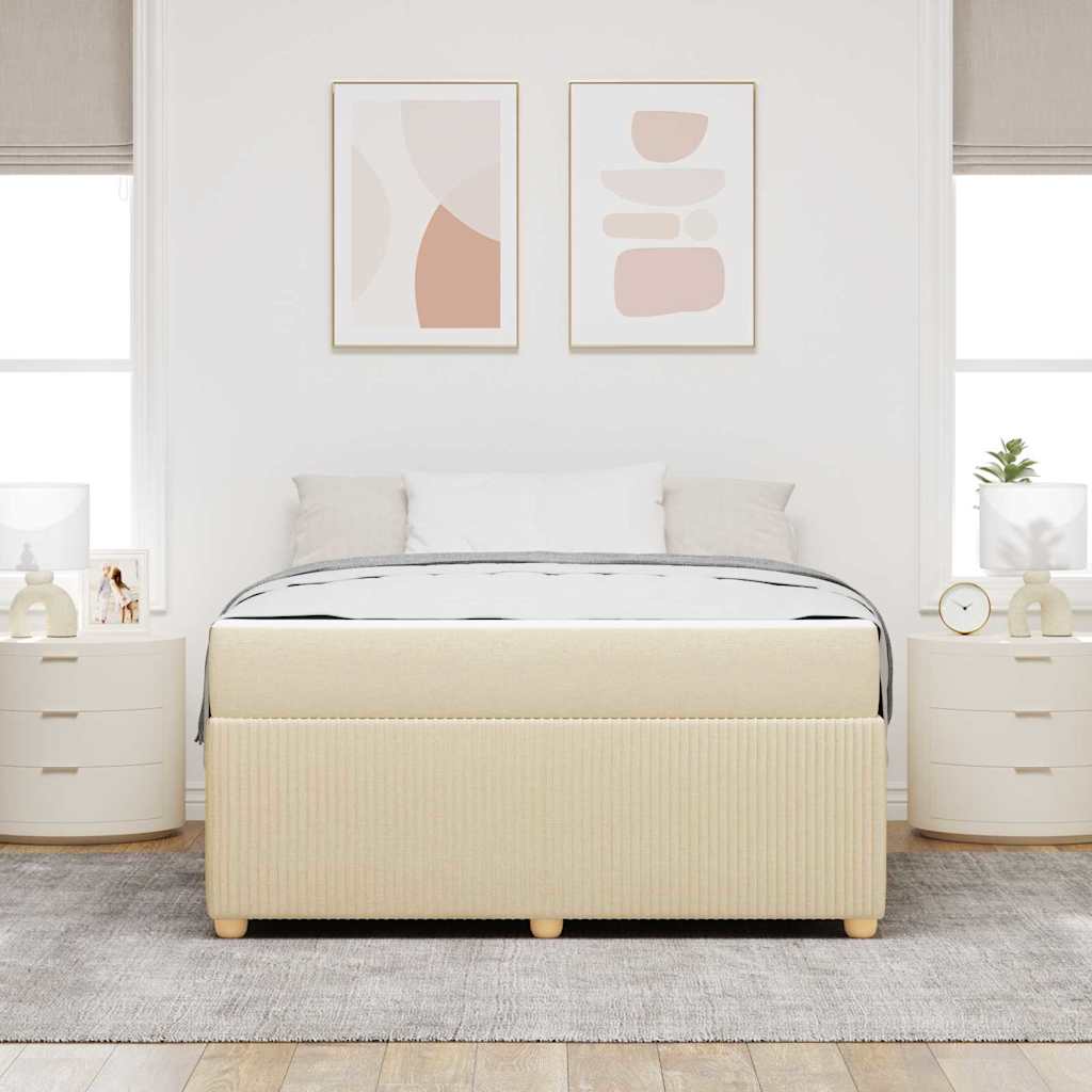 Struttura del letto con materasso Crema 140 x 200 cm Tessuto