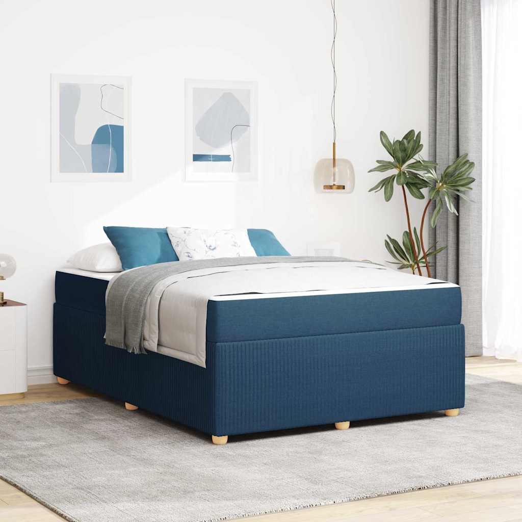 Struttura del letto con materasso Blu 160 x 200 cm Tessuto
