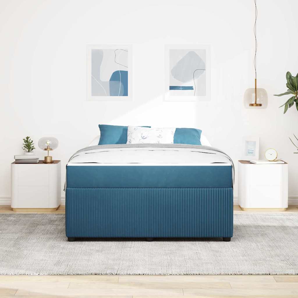 Struttura del letto con materasso Blu 160 x 200 cm Tessuto