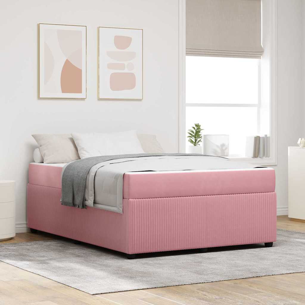 Struttura del letto con materasso Rosa 160 x 200 cm Tessuto