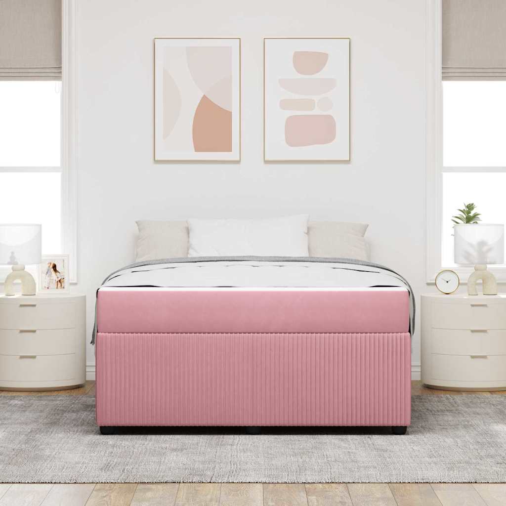 Struttura del letto con materasso Rosa 160 x 200 cm Tessuto