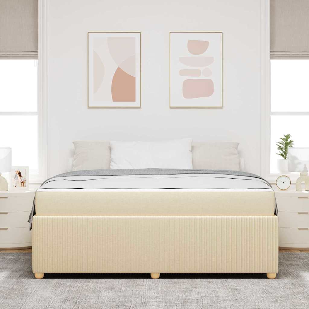 Struttura del letto con materasso Crema 180 x 200 cm Tessuto