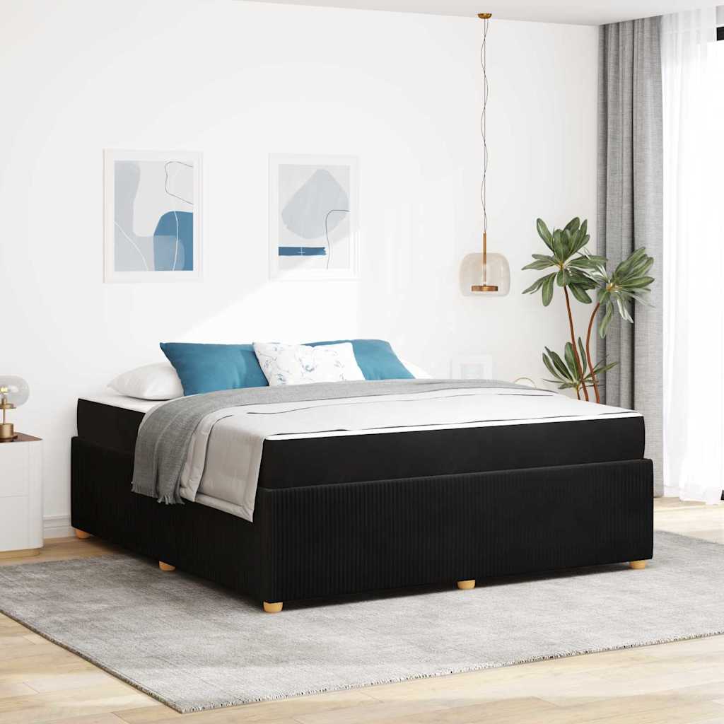 Struttura del letto con materasso Nero 180 x 200 cm Tessuto