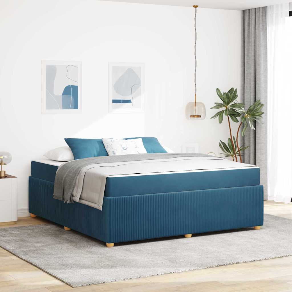 Struttura del letto con materasso Blu 180 x 200 cm Tessuto
