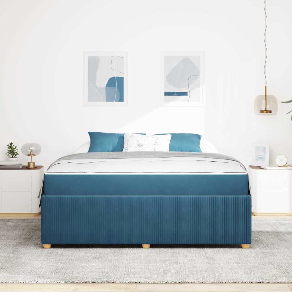 Struttura del letto con materasso Blu 180 x 200 cm Tessuto