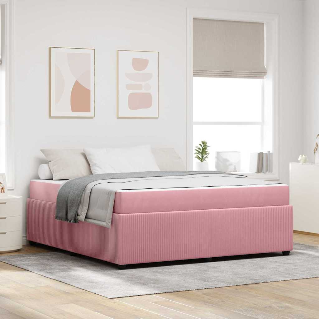 Struttura del letto con materasso Rosa 180 x 200 cm Tessuto
