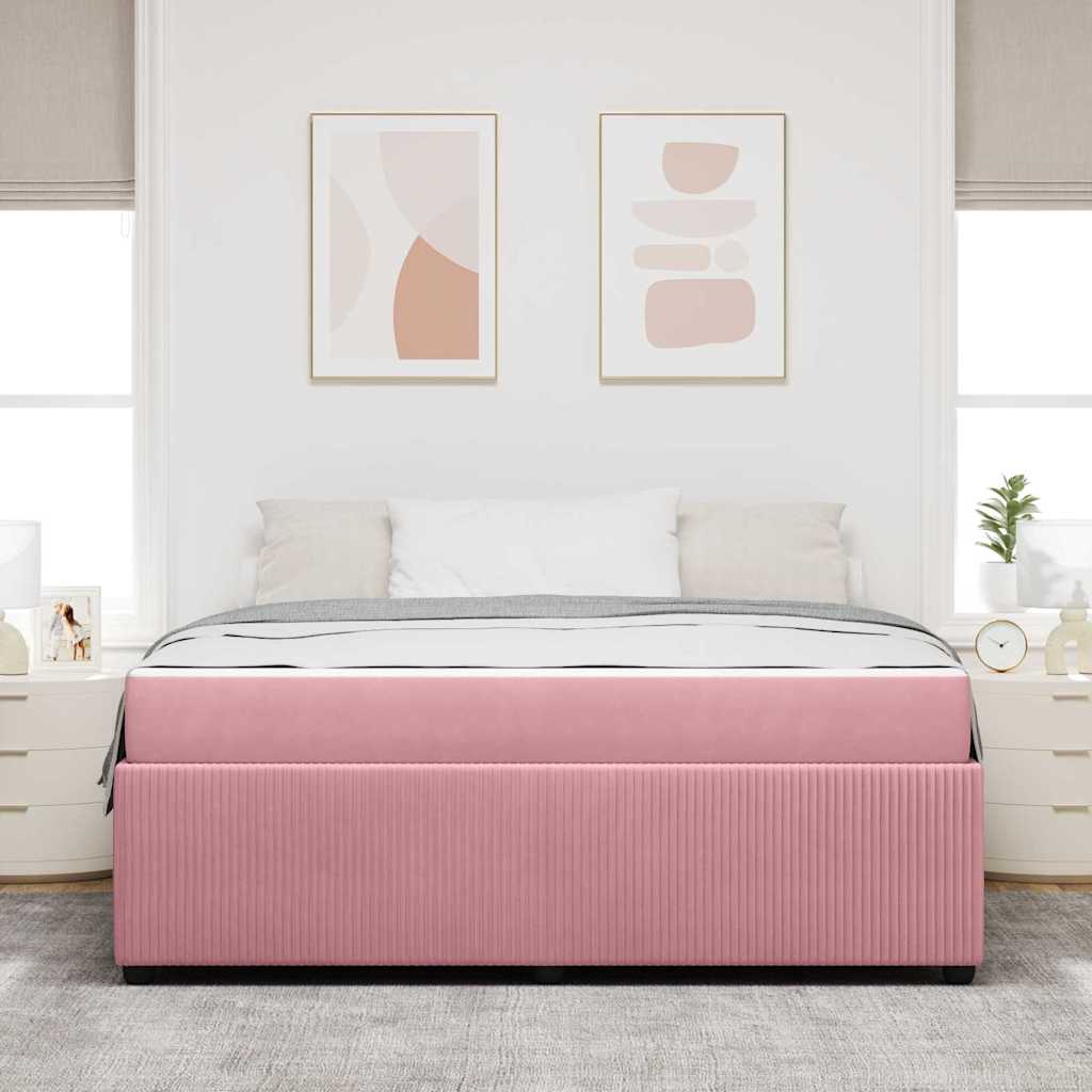 Struttura del letto con materasso Rosa 180 x 200 cm Tessuto