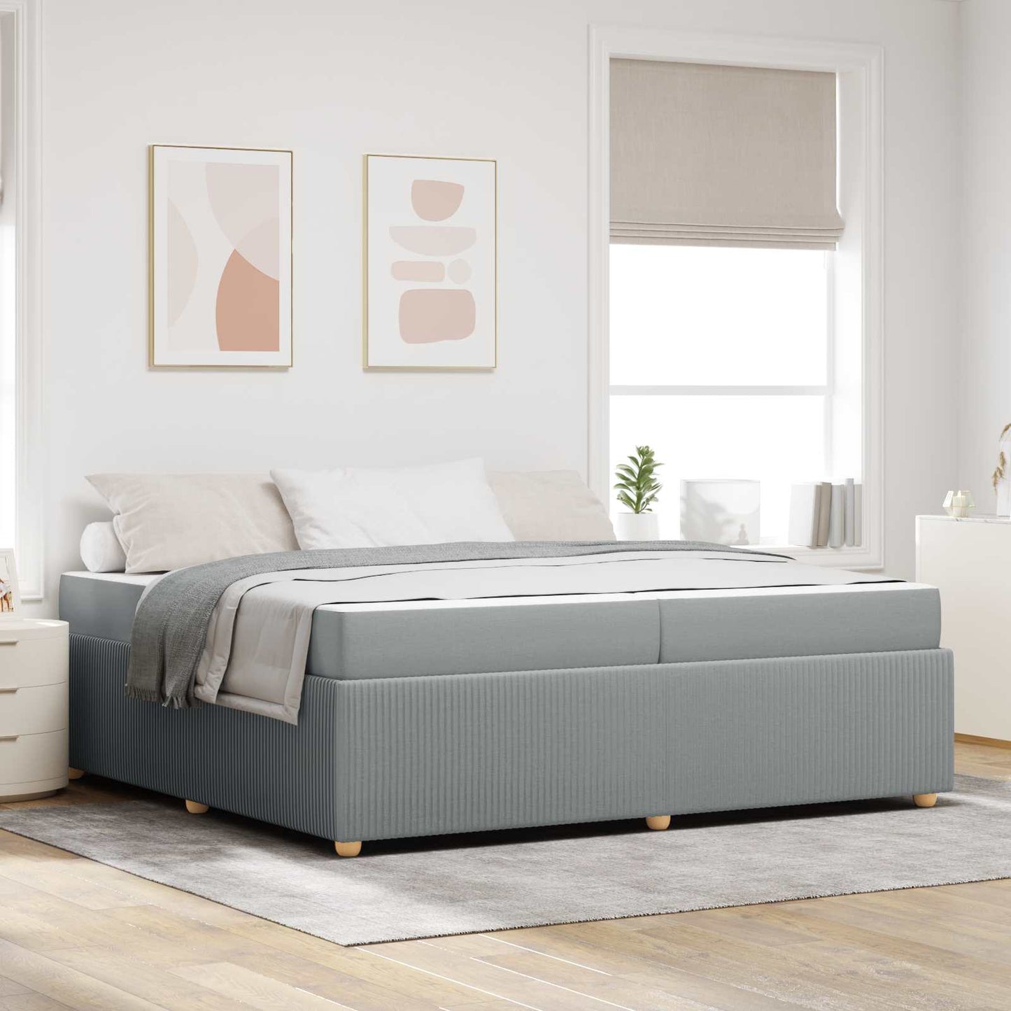 Struttura del letto Grigio chiaro 200 x 200 cm Tessuto