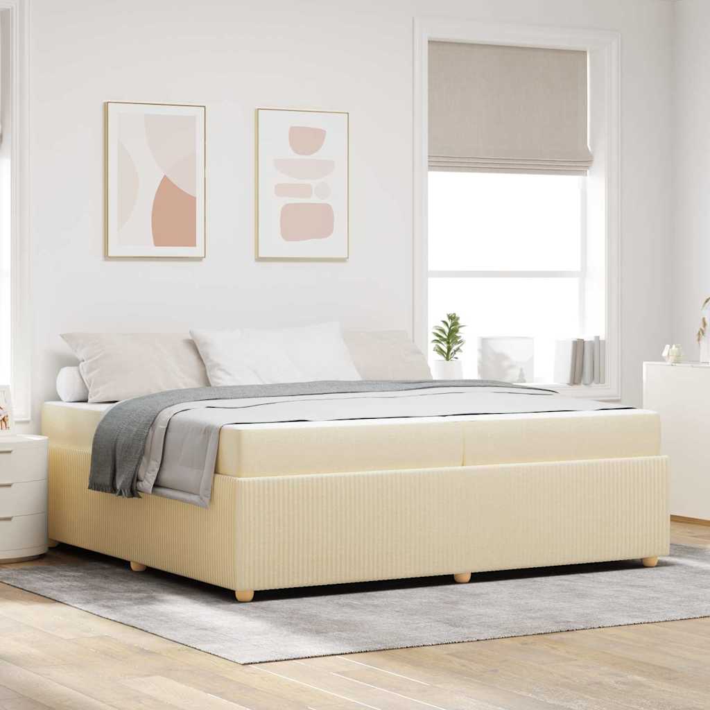 Struttura del letto con materasso Crema 200 x 200 cm Tessuto