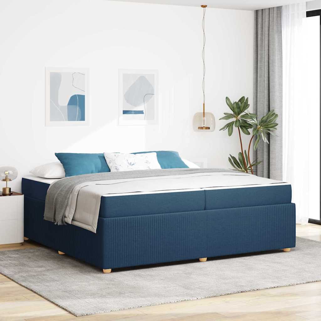 Struttura del letto con materasso Blu 200 x 200 cm Tessuto