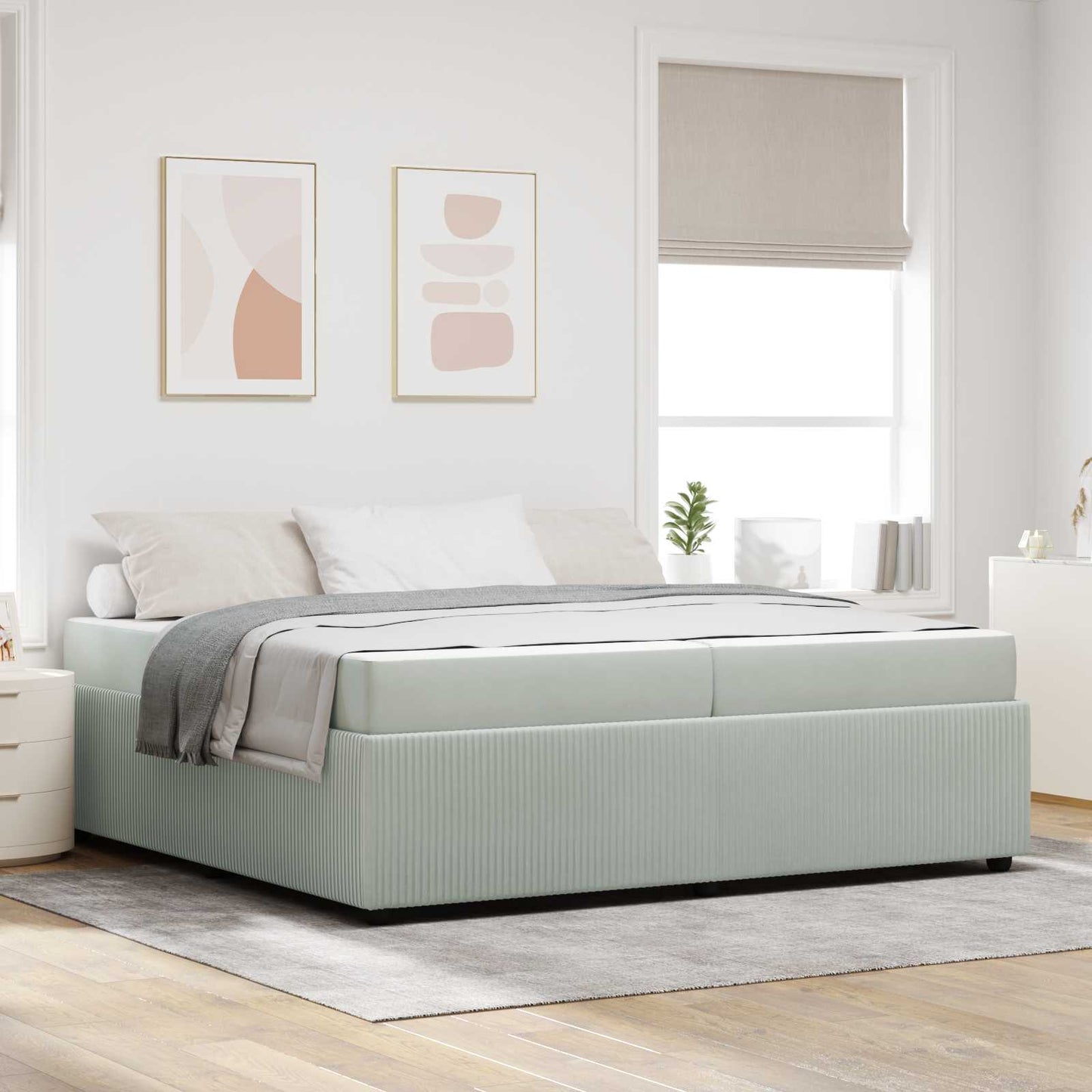 Struttura del letto Grigio chiaro 200 x 200 cm Tessuto