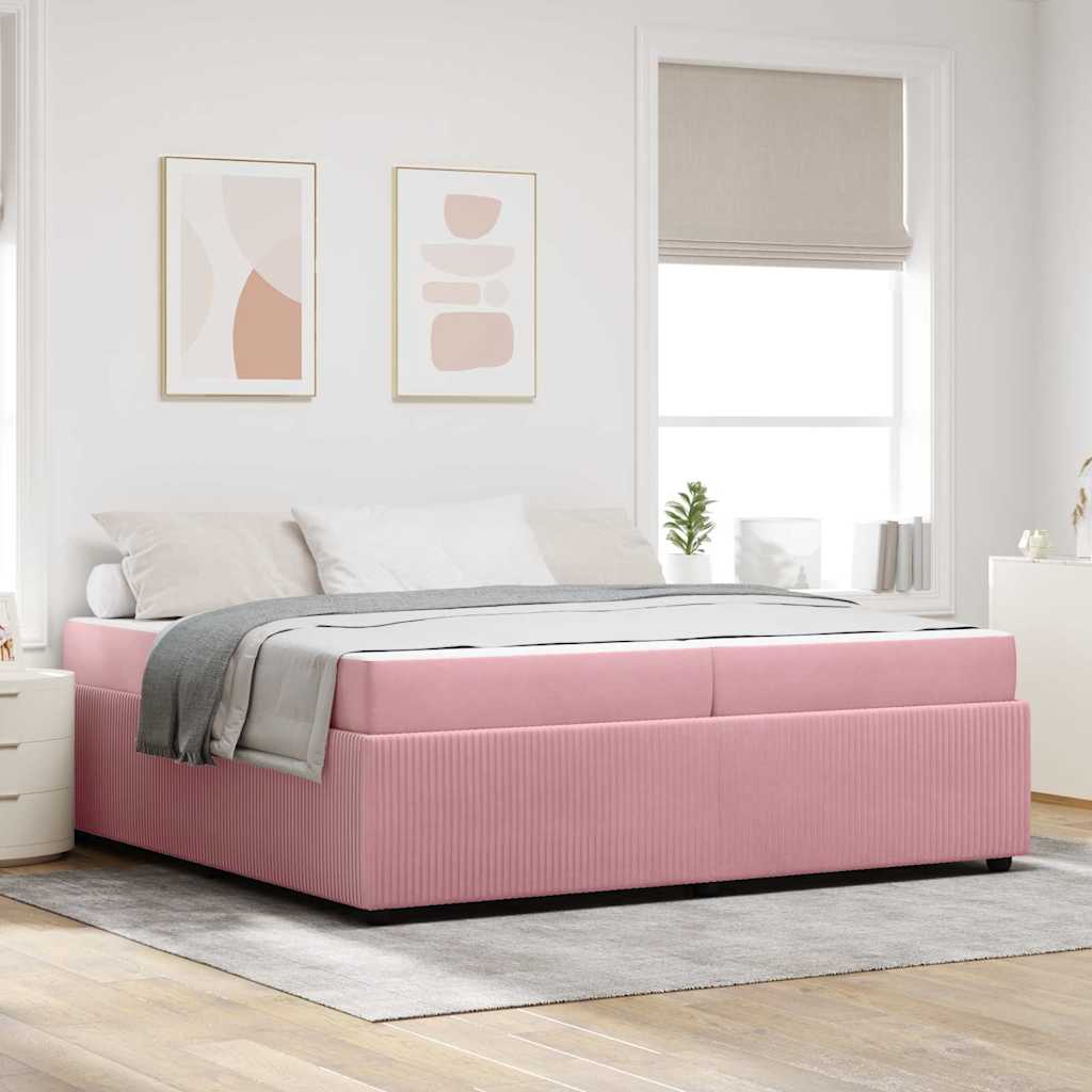 Struttura del letto con materasso Rosa 200 x 200 cm Tessuto