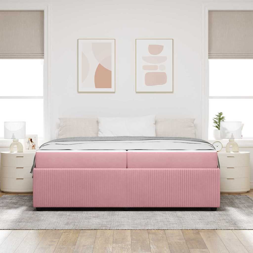 Struttura del letto con materasso Rosa 200 x 200 cm Tessuto