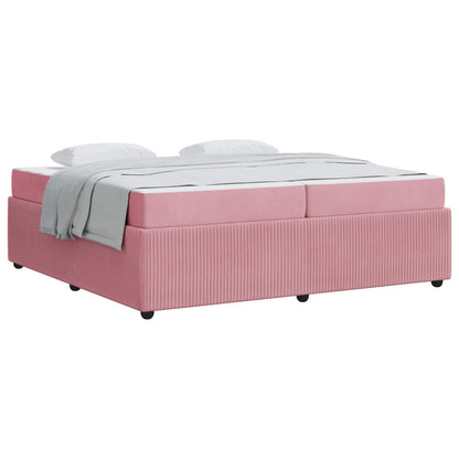 Struttura del letto con materasso Rosa 200 x 200 cm Tessuto