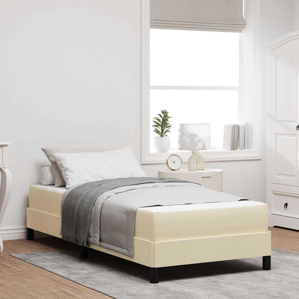 Letto a molle con materasso Crema 90 x 200 cm Tessuto