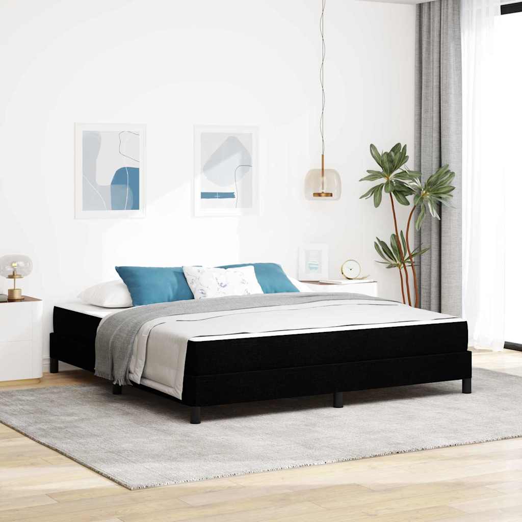 Letto a molle con materasso Nero 180 x 200 cm Tessuto