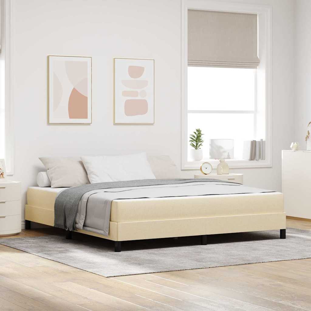Letto a molle con materasso Crema 180 x 200 cm Tessuto