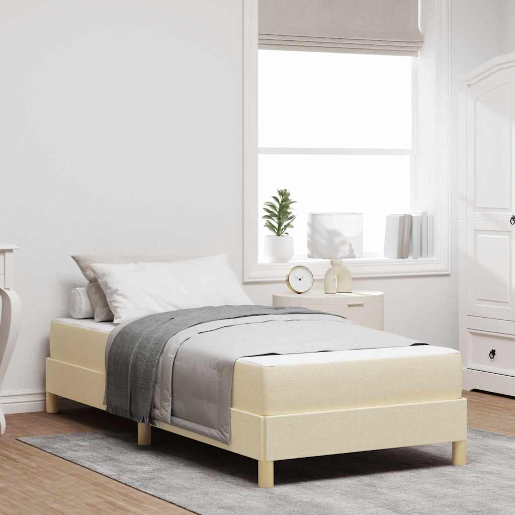 Letto a molle con materasso Crema 90 x 200 cm Tessuto