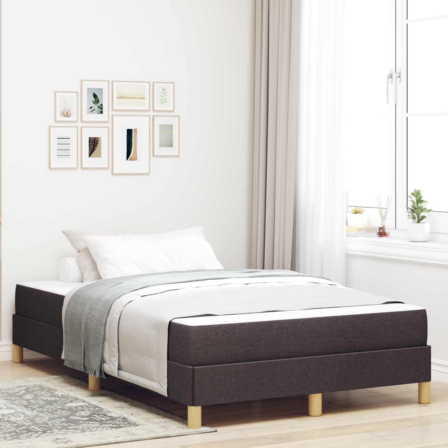 Letto a molle con materasso Marrone Scuro 120 x 190 cm Tessuto