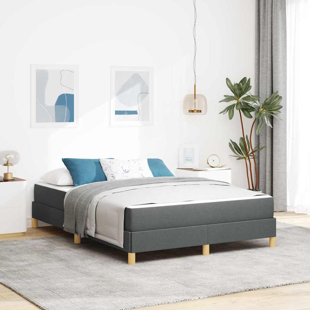 Letto a molle con materasso Grigio scuro 140 x 190 cm Tessuto