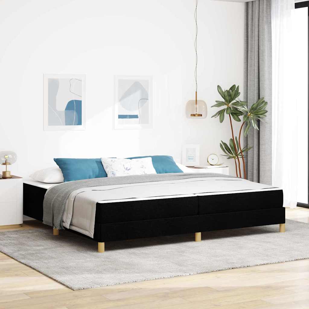 Letto a molle con materasso Nero 200 x 200 cm Tessuto