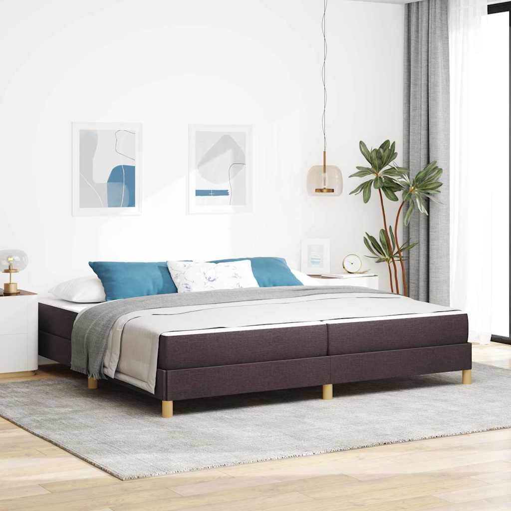 Letto a molle con materasso Marrone Scuro 200 x 200 cm Tessuto