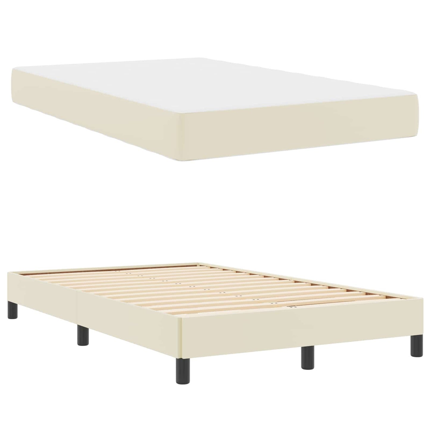 Struttura del letto con materasso Crema 120 x 200 cm Tessuto