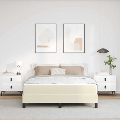 Struttura del letto con materasso Crema 140 x 190 cm Tessuto