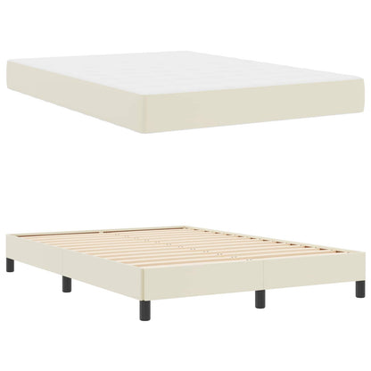 Struttura del letto con materasso Crema 140 x 190 cm Tessuto