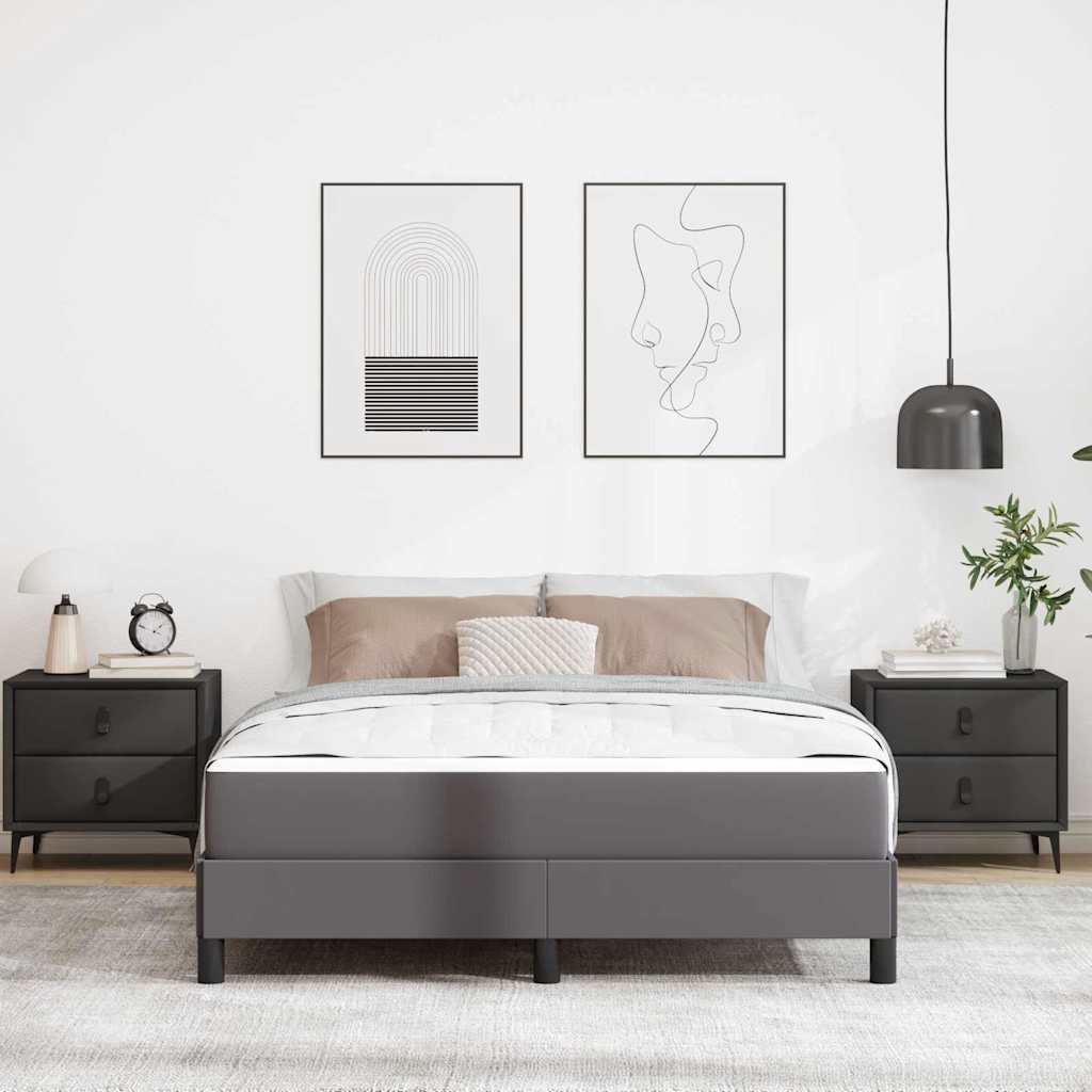 Struttura del letto con materasso Grigio 140 x 190 cm Tessuto
