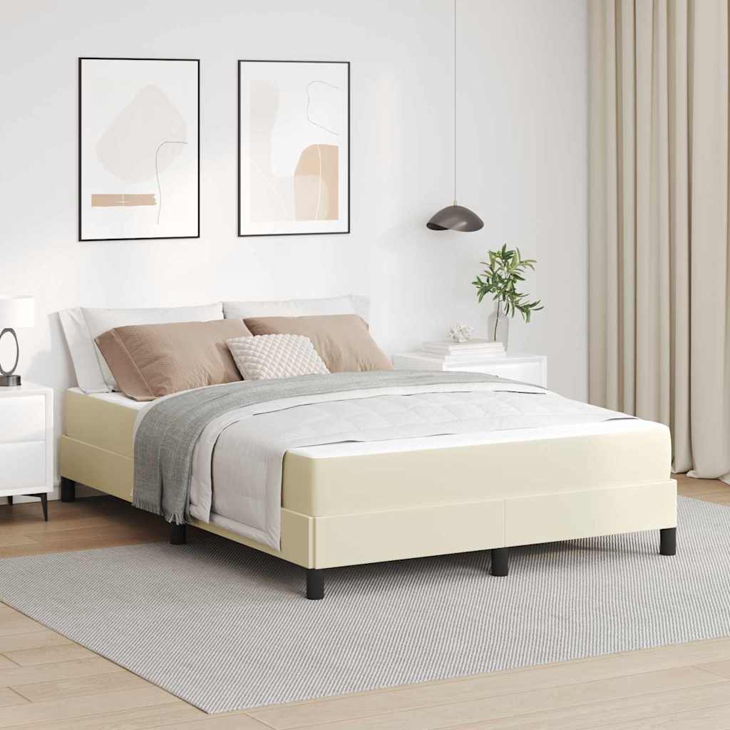 Struttura del letto con materasso Crema 140 x 200 cm Tessuto
