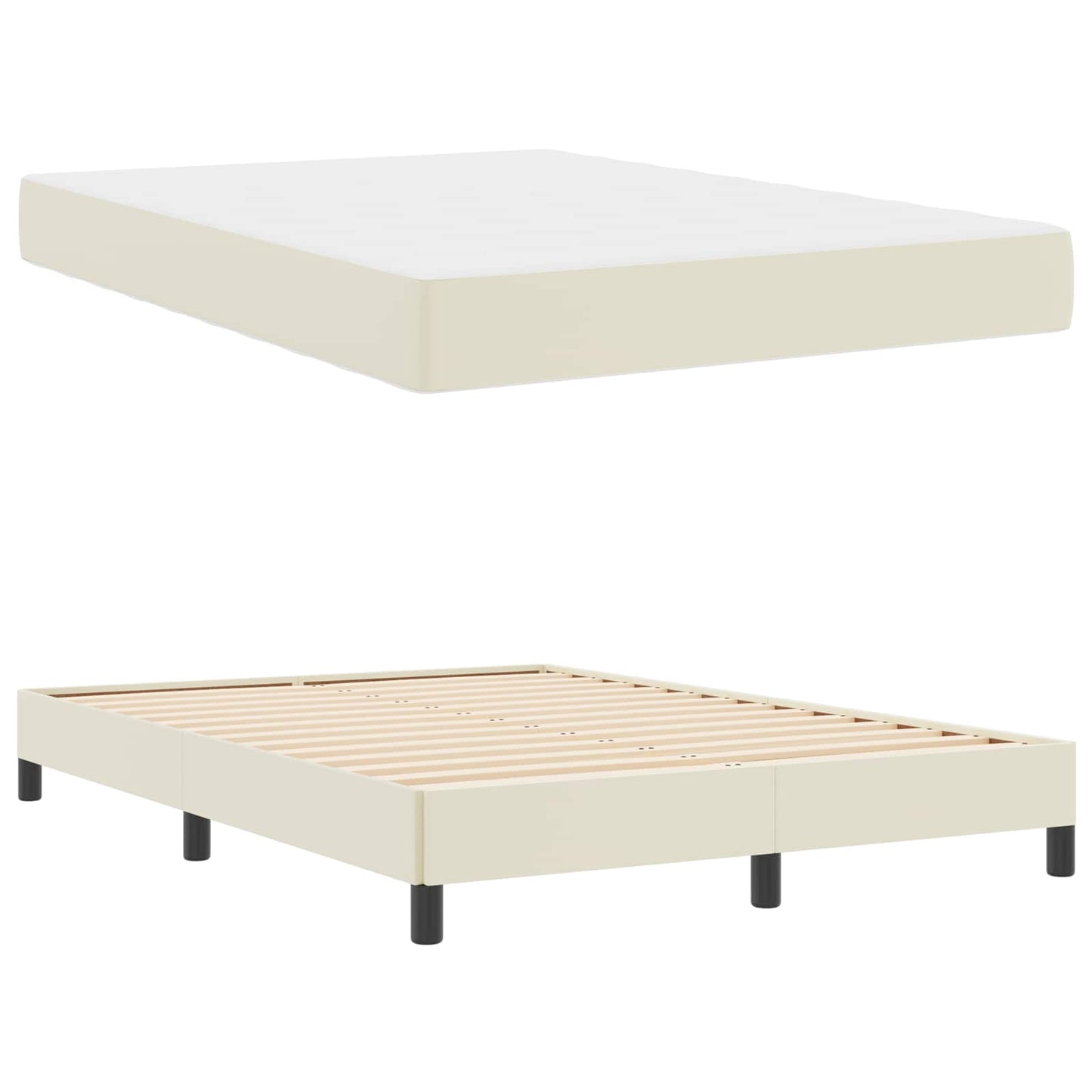 Struttura del letto con materasso Crema 140 x 200 cm Tessuto