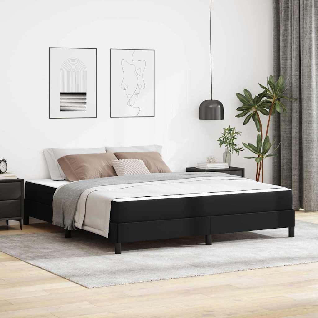 Struttura del letto con materasso Nero 180 x 200 cm Tessuto