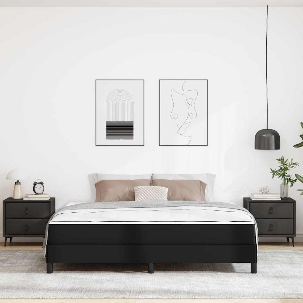 Struttura del letto con materasso Nero 180 x 200 cm Tessuto