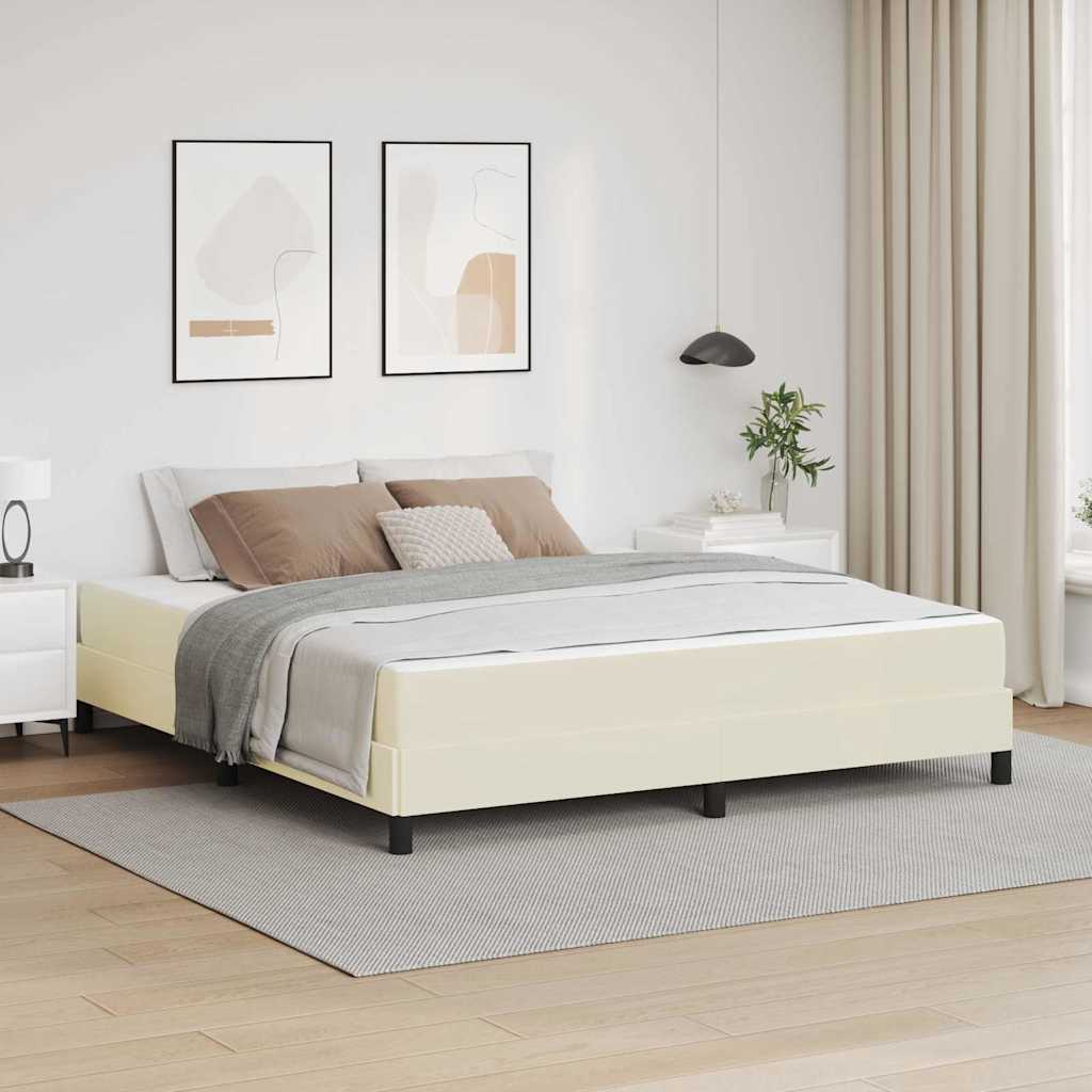 Struttura del letto con materasso Crema 180 x 200 cm Tessuto