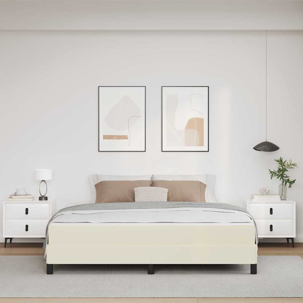Struttura del letto con materasso Crema 180 x 200 cm Tessuto