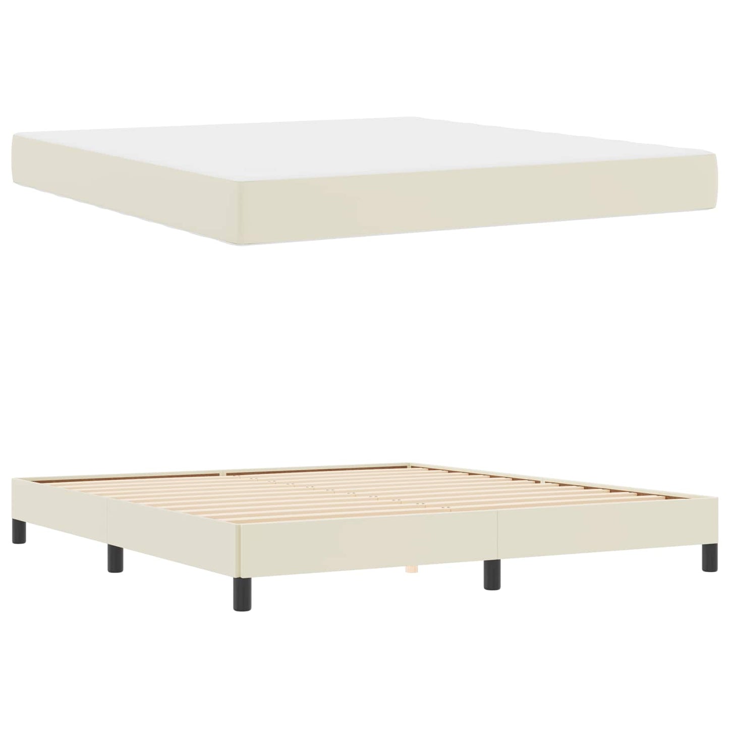 Struttura del letto con materasso Crema 180 x 200 cm Tessuto
