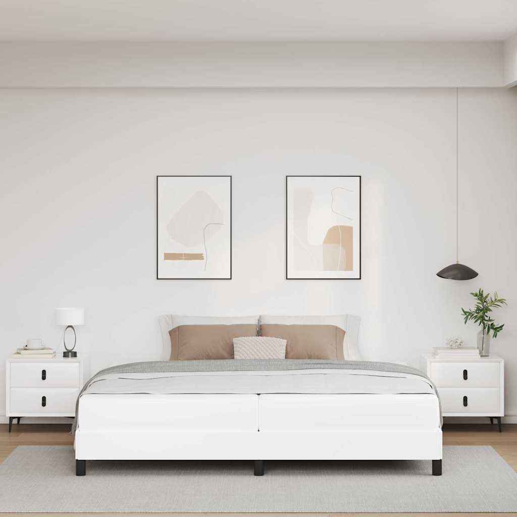 Struttura del letto Bianco Puro 200 x 200 cm Tessuto