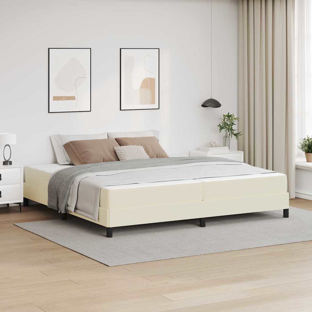 Struttura del letto con materasso Crema 200 x 200 cm Tessuto