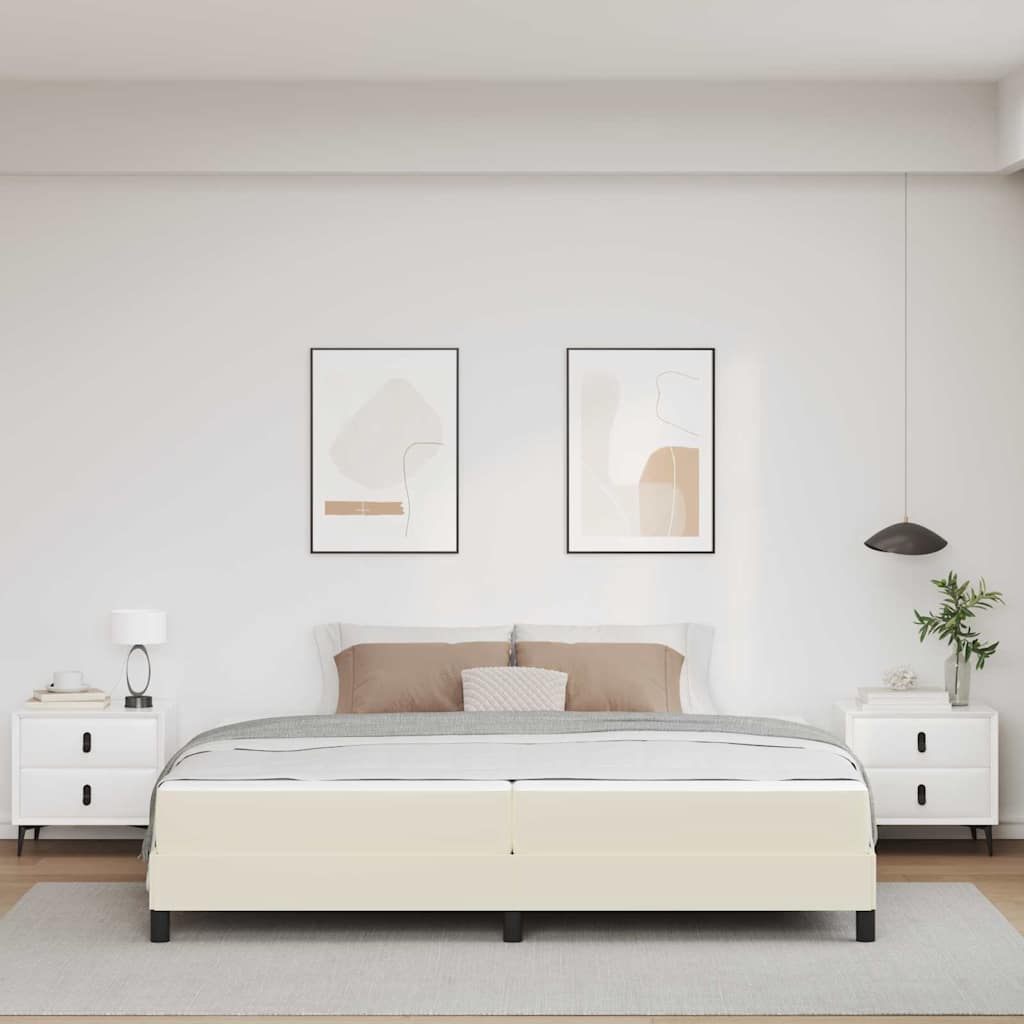 Struttura del letto con materasso Crema 200 x 200 cm Tessuto