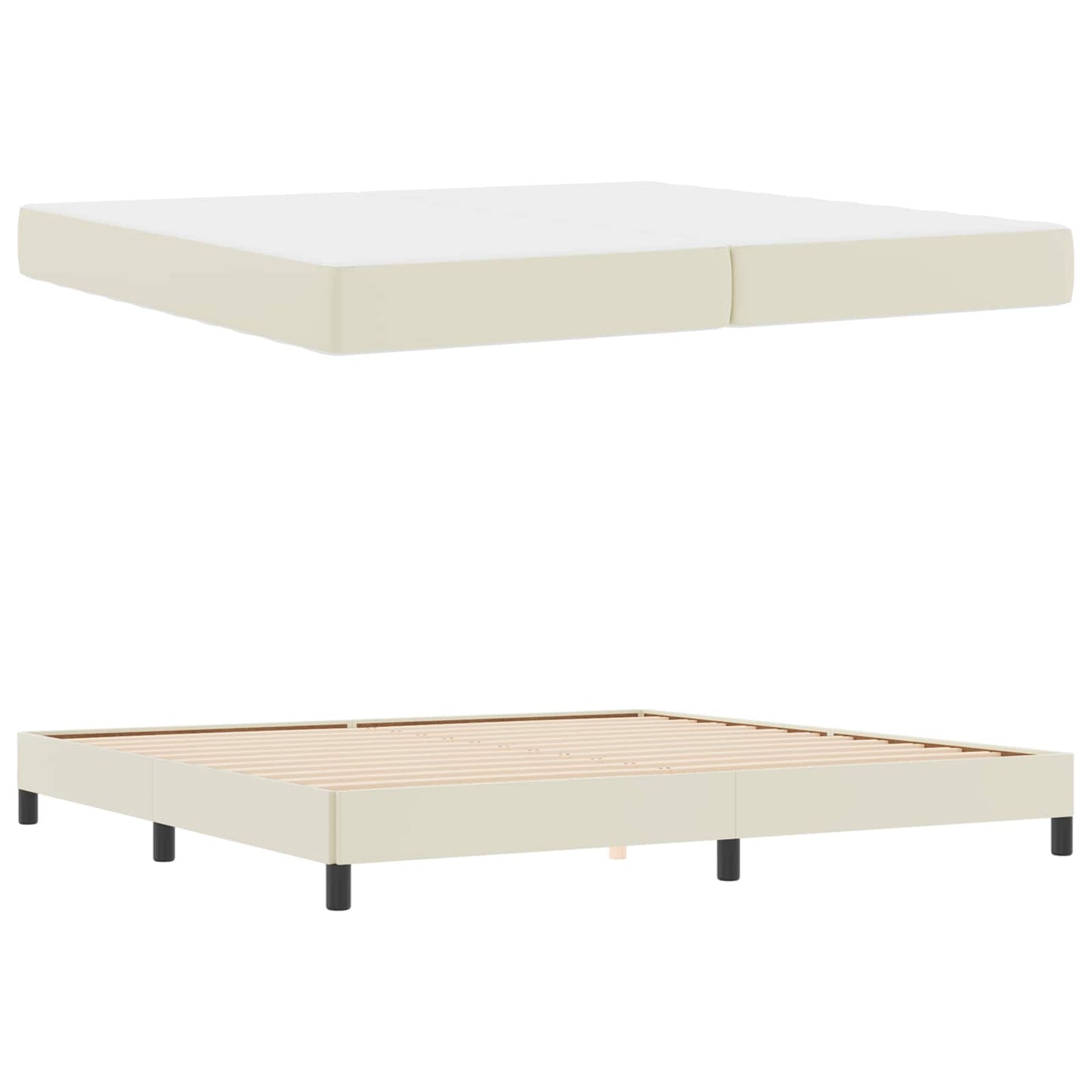 Struttura del letto con materasso Crema 200 x 200 cm Tessuto