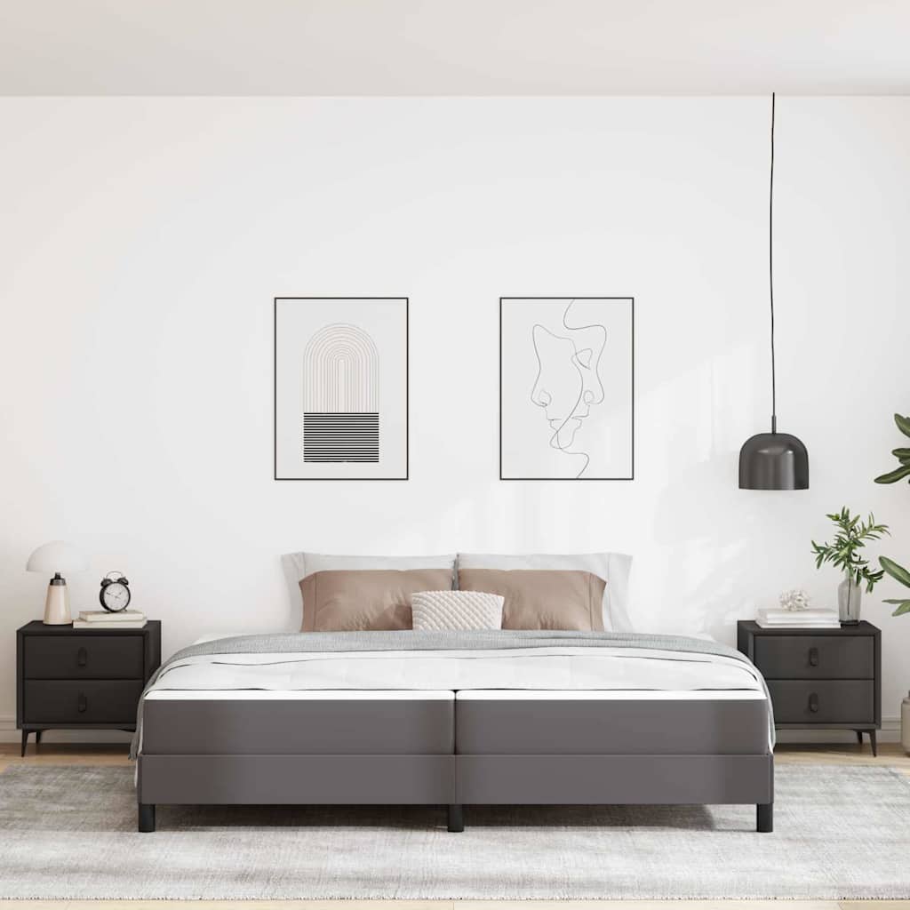 Struttura del letto con materasso Grigio 200 x 200 cm Tessuto