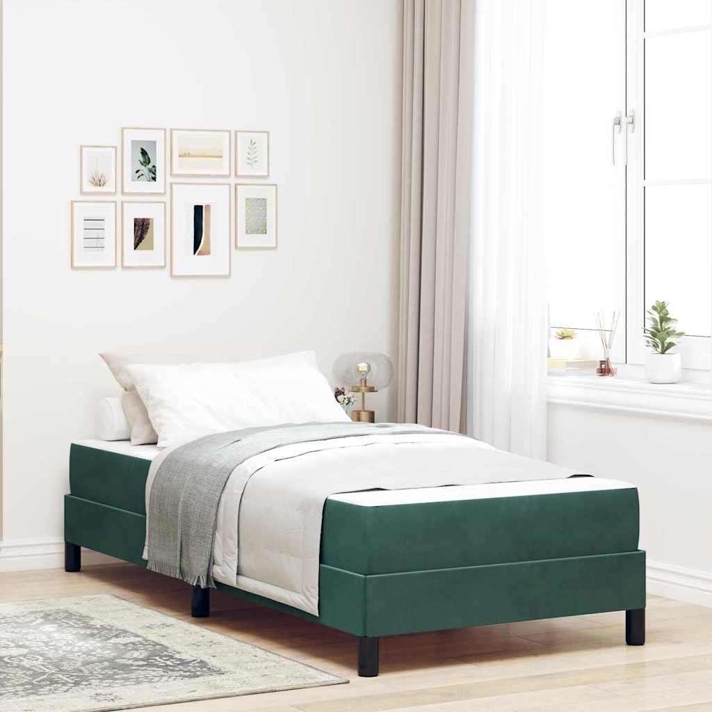 Letto a molle con materasso Verde Scuro 90 x 190 cm Tessuto