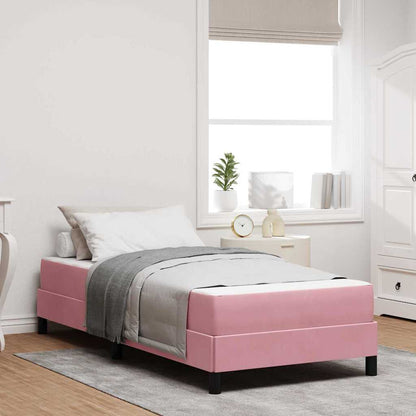 Letto a molle con materasso Rosa 100 x 200 cm Tessuto