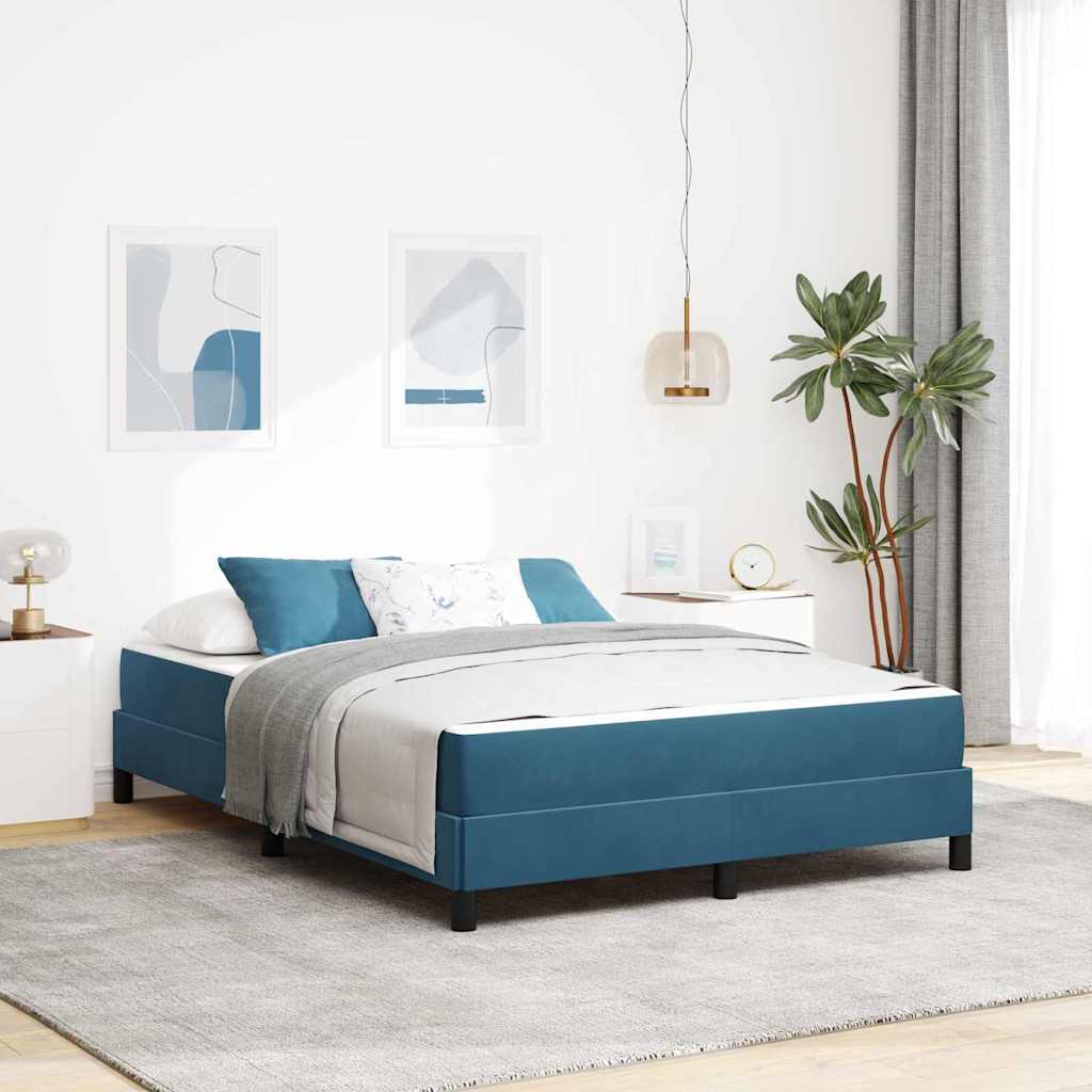 Letto a molle con materasso Blu Scuro 140 x 190 cm Tessuto