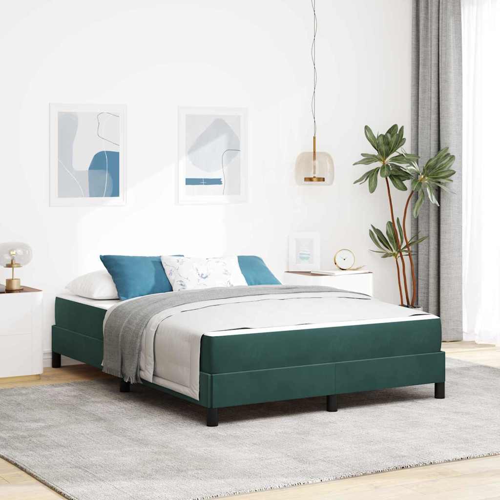 Letto a molle con materasso Verde Scuro 140 x 200 cm Tessuto