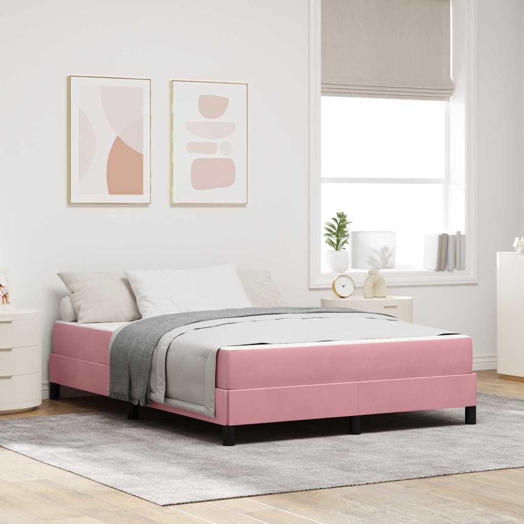 Letto a molle con materasso Rosa 140 x 200 cm Tessuto