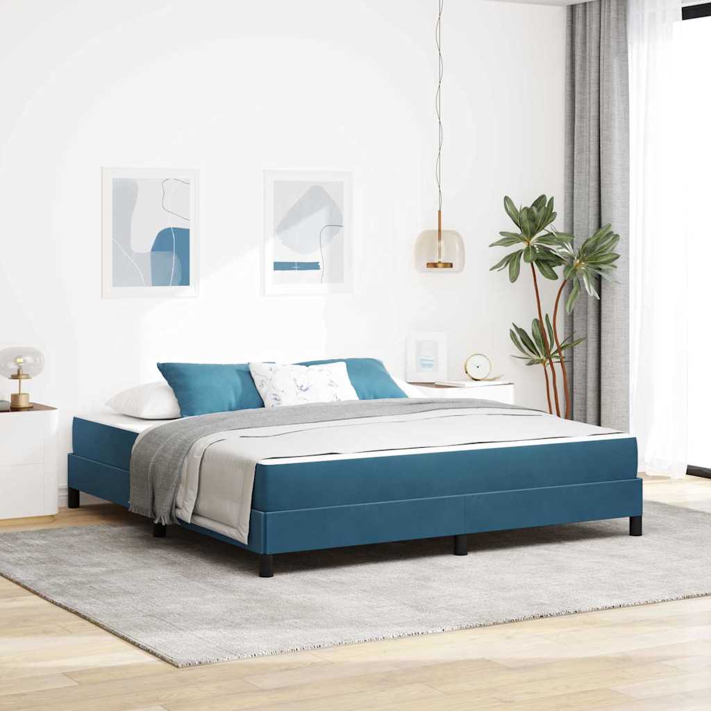 Letto a molle con materasso Blu Scuro 180 x 200 cm Tessuto