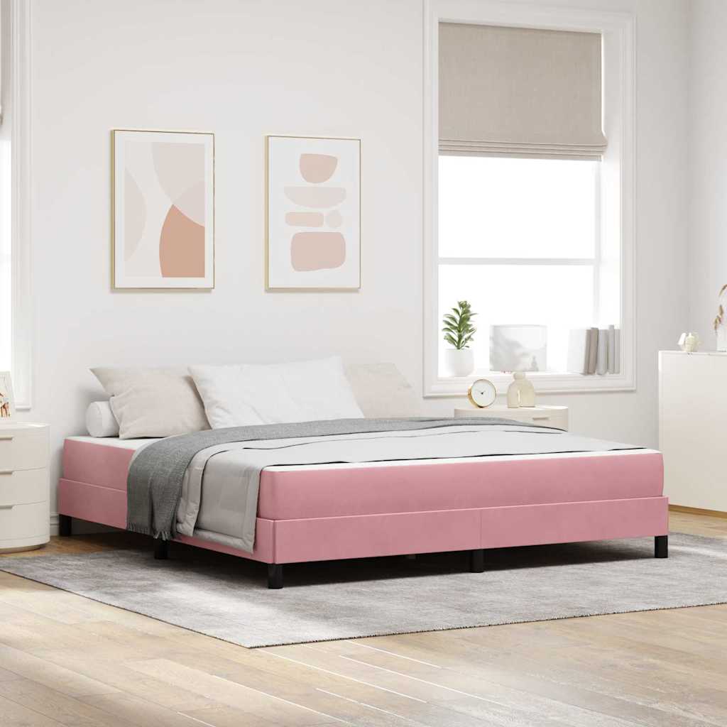 Letto a molle con materasso Rosa 180 x 200 cm Tessuto